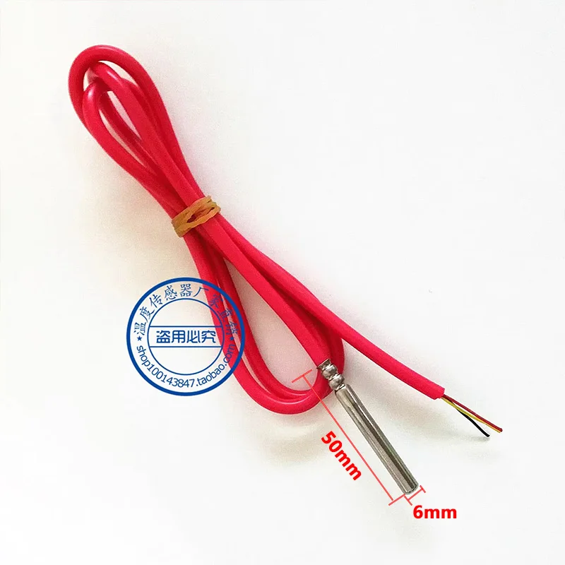 DS18B20 Waterproof Digital Temperature sensor 6mm * 50mm Stainless Steel Probe 18b20 1m 2m 3m 5m Silicone Cable