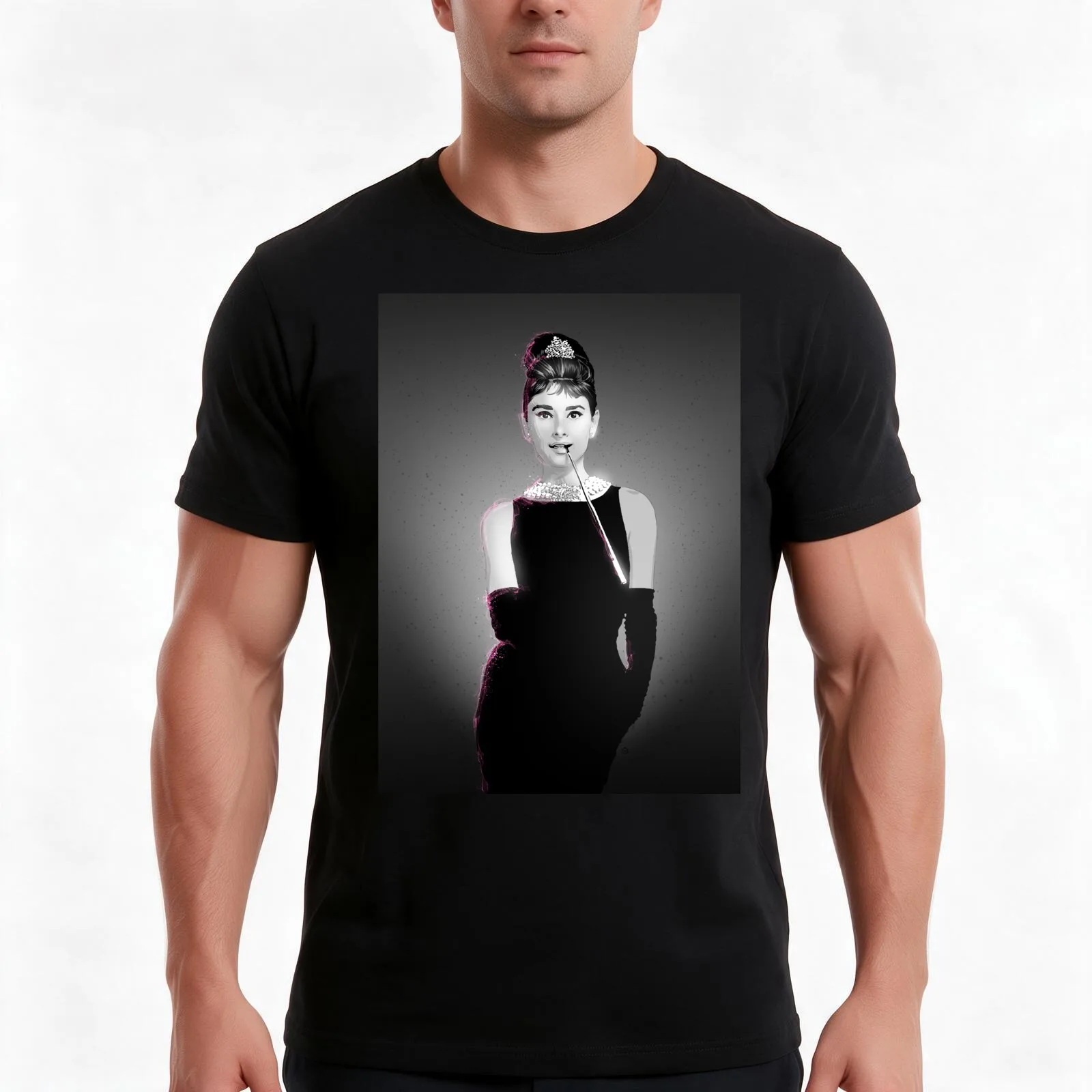 Audrey Hepburn T-Shirt, Summer Casual Cotton Tee, Oversized Streetwear Tops, Vintage Graphic Print, Loose Fit Short Sleeve