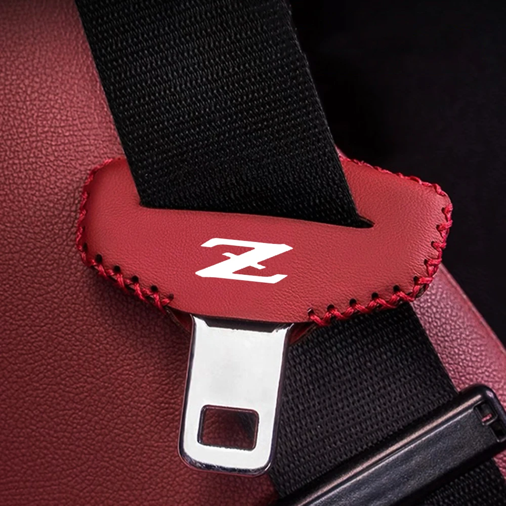 2pcs Car Seat Belt Buckle Plug Leather Car Seat Belt Clip Protective Covers for Nissan Datsun Z  Auto Interior Accessories