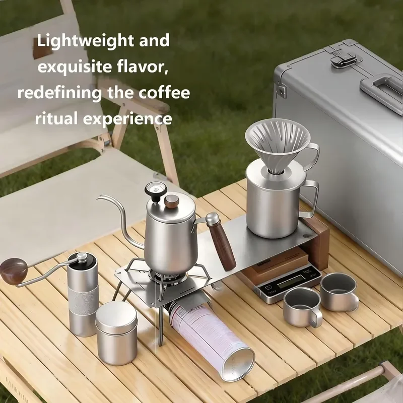 Pure Titanium Portable Coffee Set Reusable Eco Friendly Hand Brew Kit for Outdoor Camping Hiking Car Travel Lightweight