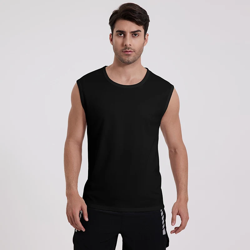 3-piece European and American Size MEN\'S Four Seasons Black Quick-drying Sleeveless Vest Casual Fashion plus Size Fitness Vest