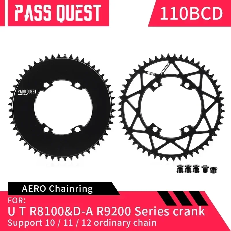 PASS QUEST 110BCD Bike Narrow Wide Chainring for UT R8100 DA R9200 Crank Round Road Folding Bike AERO Crankset