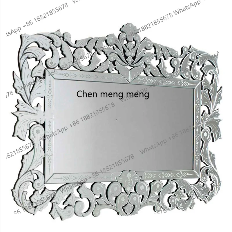 Carved mirror, wall-mounted decorative mirror, porch, bathroom mirror, model house neoclassical decoration