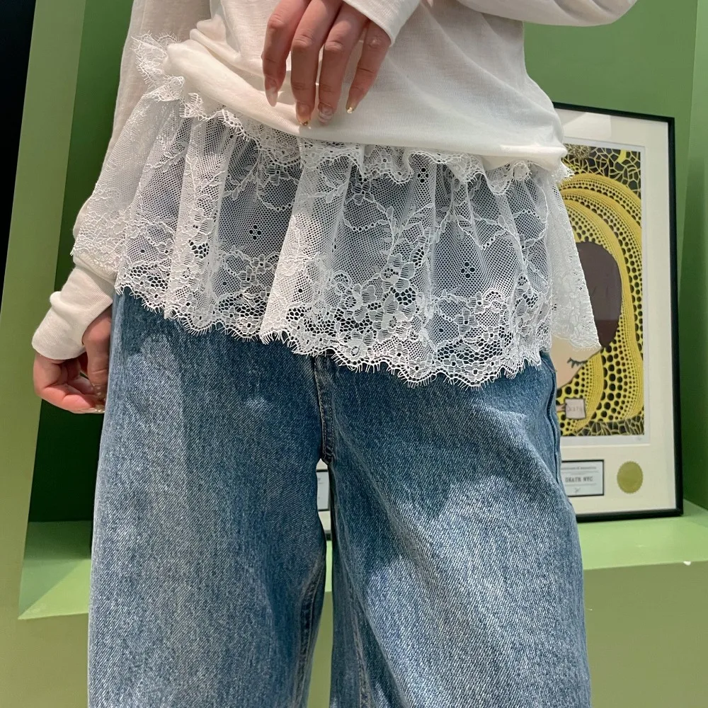 Trendy Lace Trim Fart Curtain Versatile Pretty Mini Skirt Fashion Accessories Advanced Hip Curtain Summer