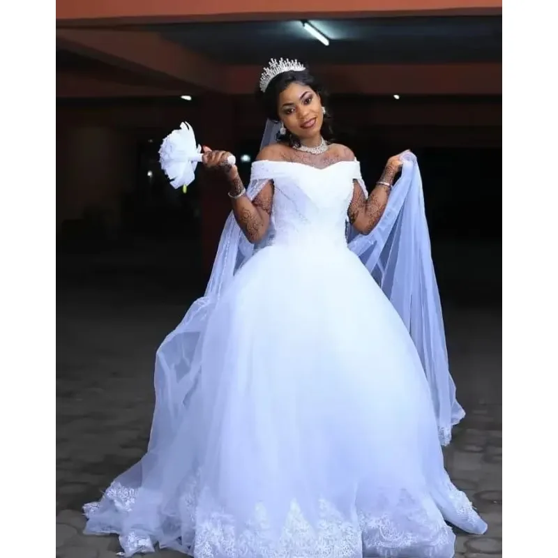 Customized Pure White Cape Bridal Wedding Gowns Cheap Dresses Robe Mariage Made