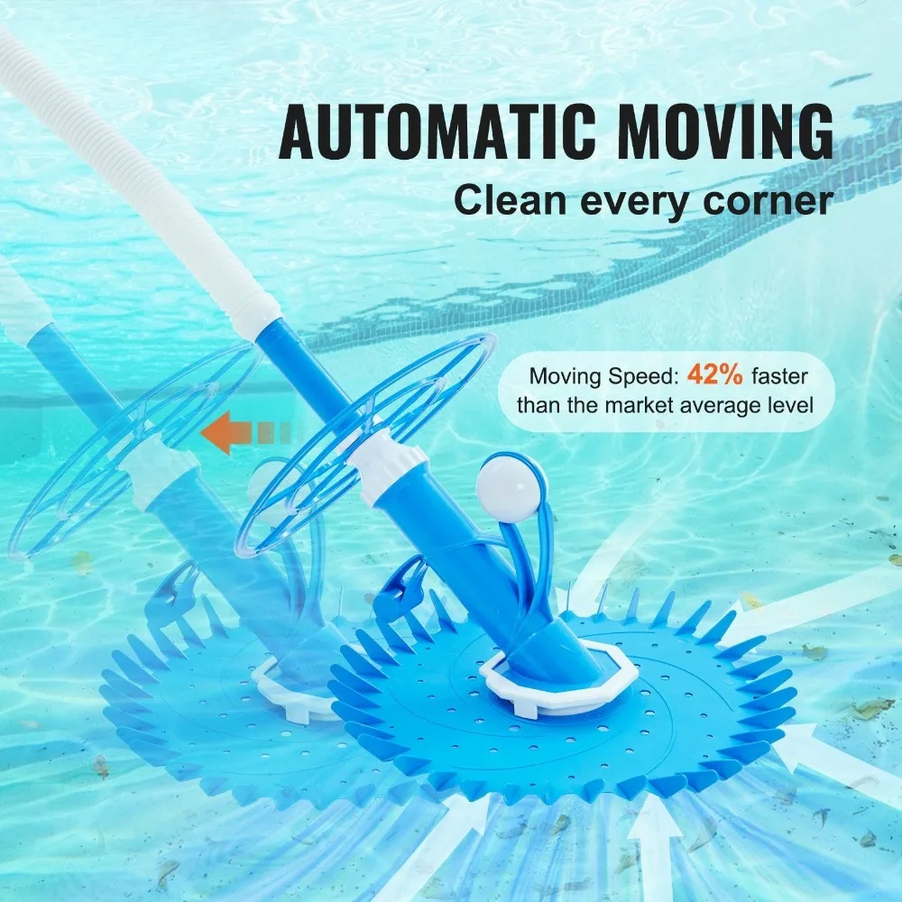 Automatic Suction Pool Cleaner, Low Noise Pool Vacuum Cleaner with Extra Diaphragm, Side Climbing Pool Cleaners
