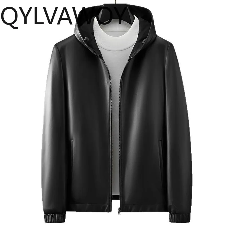 

QYLVAWOY High Quality Real Sheepskin Coat Man Clothing 2026 Autumn Hooded Casual Genuine Leather Jacket Men Casaco Masculino