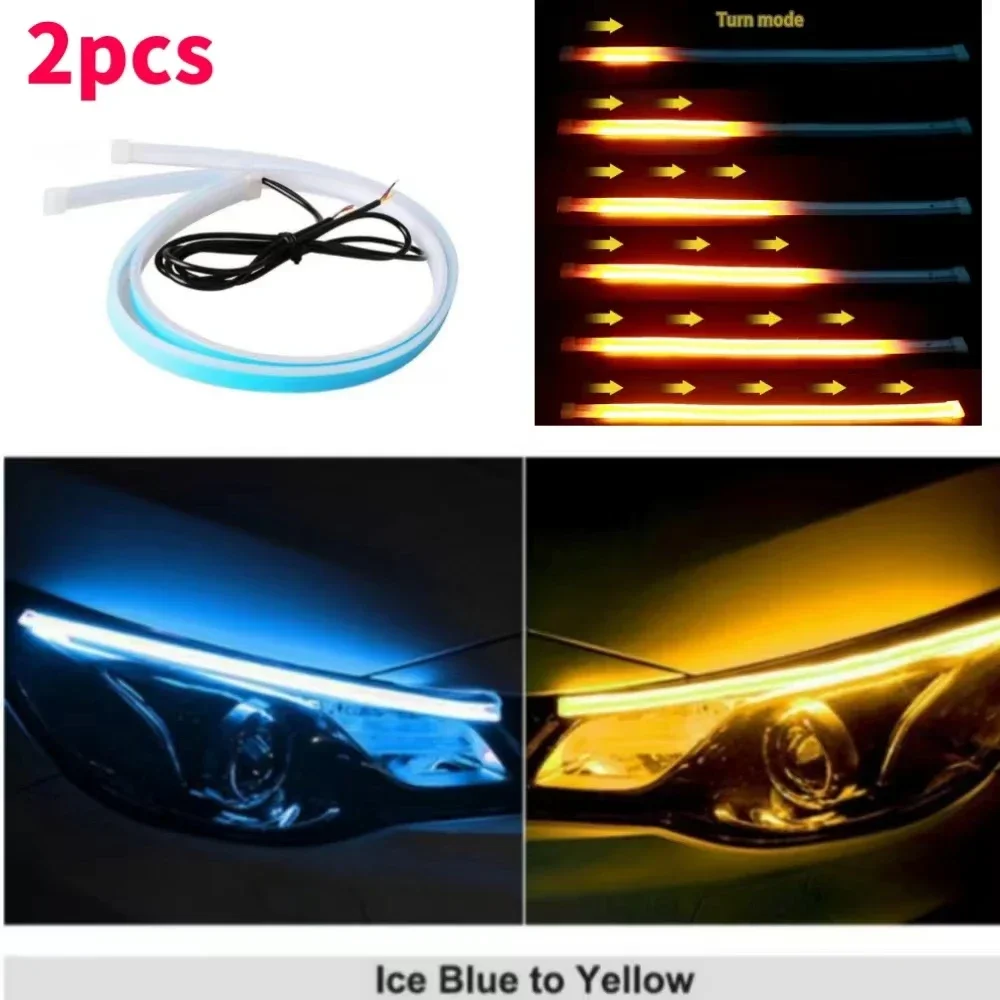 

Car Strip Headlights LED Daytime Running Light Flexible Waterproof lights stripIce Blue Turn sequential yellow led strip