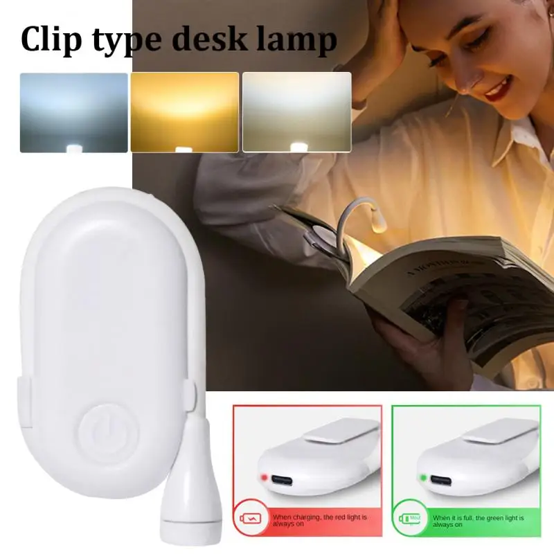 

Portable Bookmark Read Light Clip-on Study Desk Lamp Mini Table Desk Book Reading Lamp Rechargeable Book Light Brightness