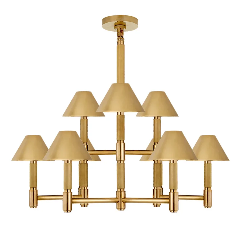

living room chandelier, all copper embossing, dining room, large flat modern American style, home improvement lamp