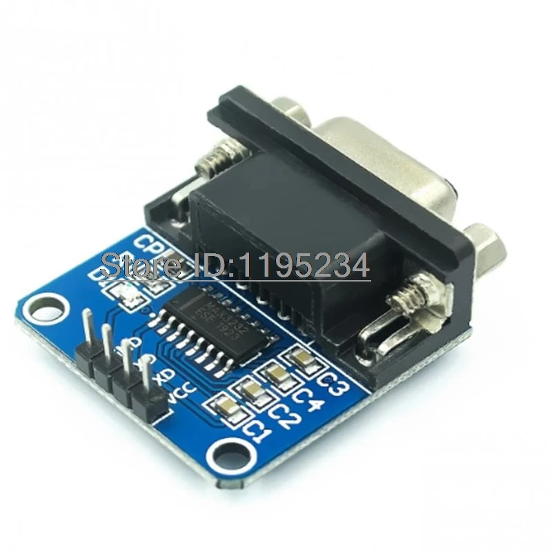 1PCS MAX3232 RS232 To TTL 3.3V-5.5V Female Serial Port Converter Module Board DB9 Connector Using MAX232 Support TX RX VCC GND