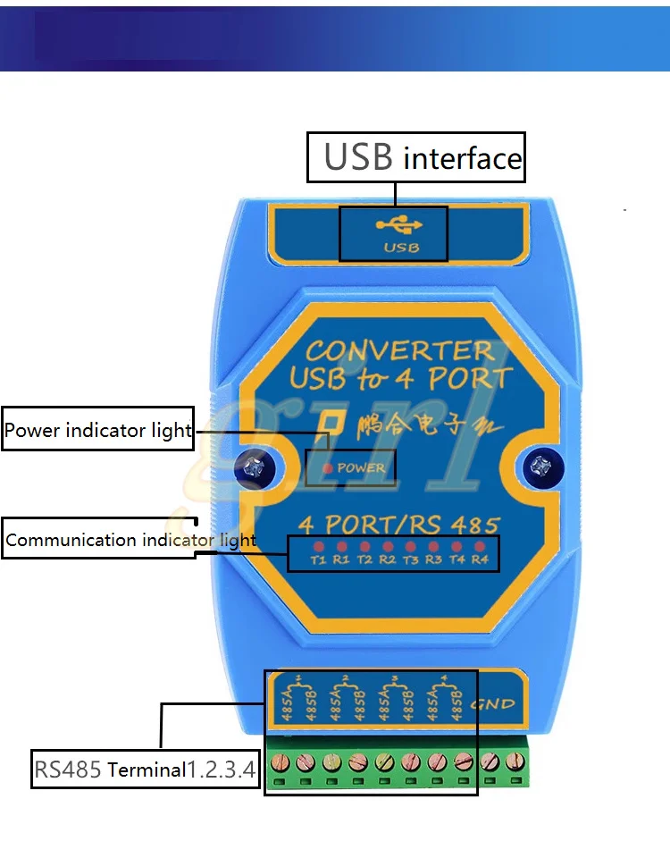 ABML-ARA-3 Industrial grade isolated USB to 4-port RS485 four way 485 to USB serial cable four COM port communication converters