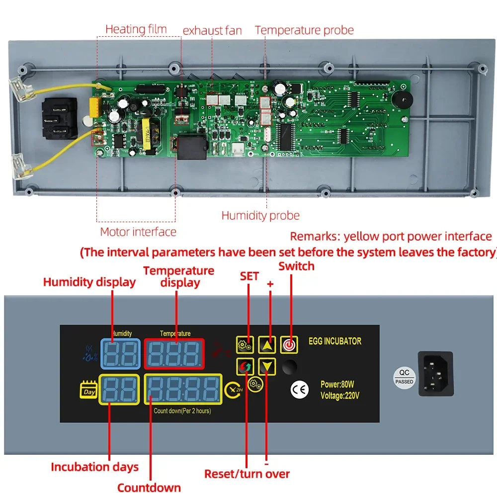 HTMC-5 Automatic Incubator Controller DIY Constant Temperature Humidity Heating System Fan Motor Accessory