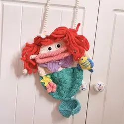 DIY Material Mermaid Mobile Phone Bag Crochet Bag Debore Handmade Woolen Weaving Funny Cute Gift to Friends DIY Gift