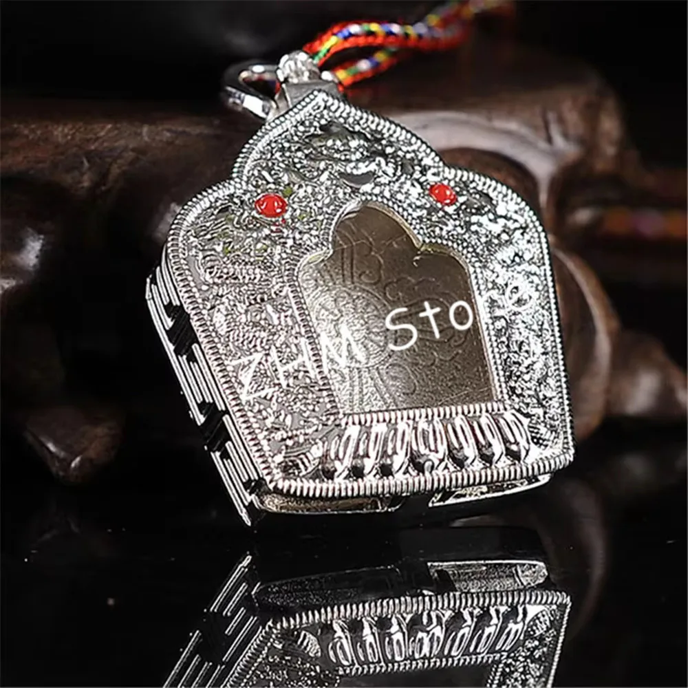 Silver/Gold Plating Buddhist Suppliers Alloy Metal Double Dragon Playing Pearls Decorate Exquisite Gawu Box Tibetan Pendant