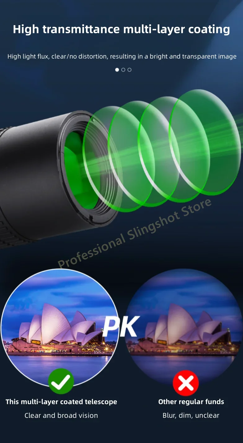 Leistungsstarkes Monokular-Teleskop mit 10-300-fachem Zoom, professionelles Monokular-Teleskop, HD, hochwertiges BAK4-Prisma, tragbares Camping – Detail 4