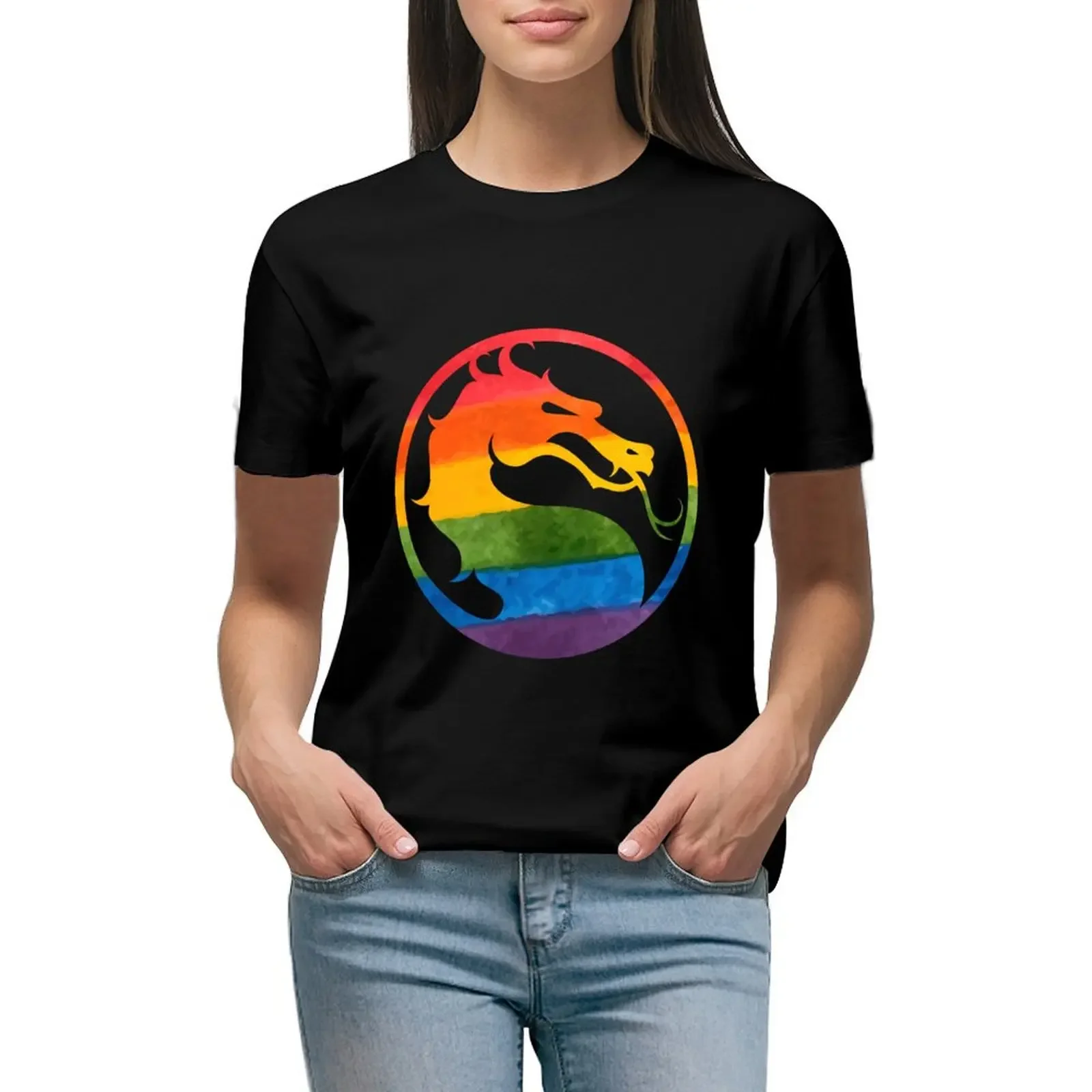 

Mortal Kombat Pride Month Dragon Logo Shirt T-Shirt cute tops anime blanks animal prinfor white t-shirt dress for Women sexy