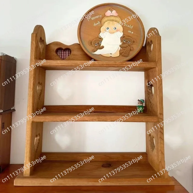Coffee Cup Mug Wood Rack 3 Tier Countertop Shelf Organizer French Parisian Farmhouse Ladder Shelf for Plant Pots, Spice Bottles