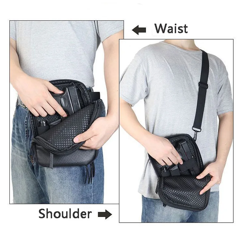 Gun Carry Bag Tactical Concealed Handgun Mag Shoulder Bag Fanny Pack Hunting Waist Pocket Soft Protection Pistol Gun Case