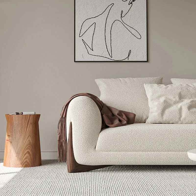 ラムウールソファ、畳、ミニマリストアートソファ