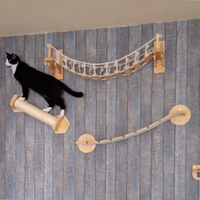 1PC Wall Mounted Climbing Shelf Cat Bridge Cat Hammock and Scratching Post or Wood Stairway for Kitten Indoor Playing and Rest