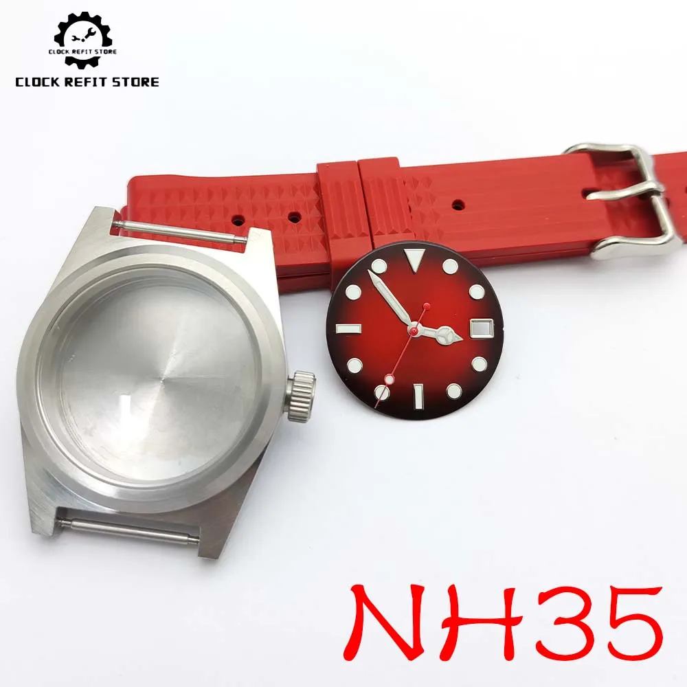 Men's NH35 Watch Accessories 316L Waterproof Case Sterile Dial Rubber Strap Men's Watch Accessories 38mm Case