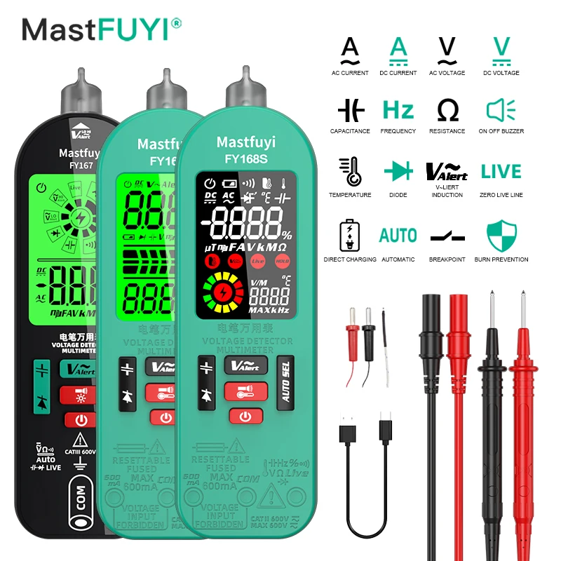 MASTFUYI Multifunction Digital Multimeter True RMS AC/DC Voltage Current High Precision Tester NCV Resistance Ohm Voltmeter Tool