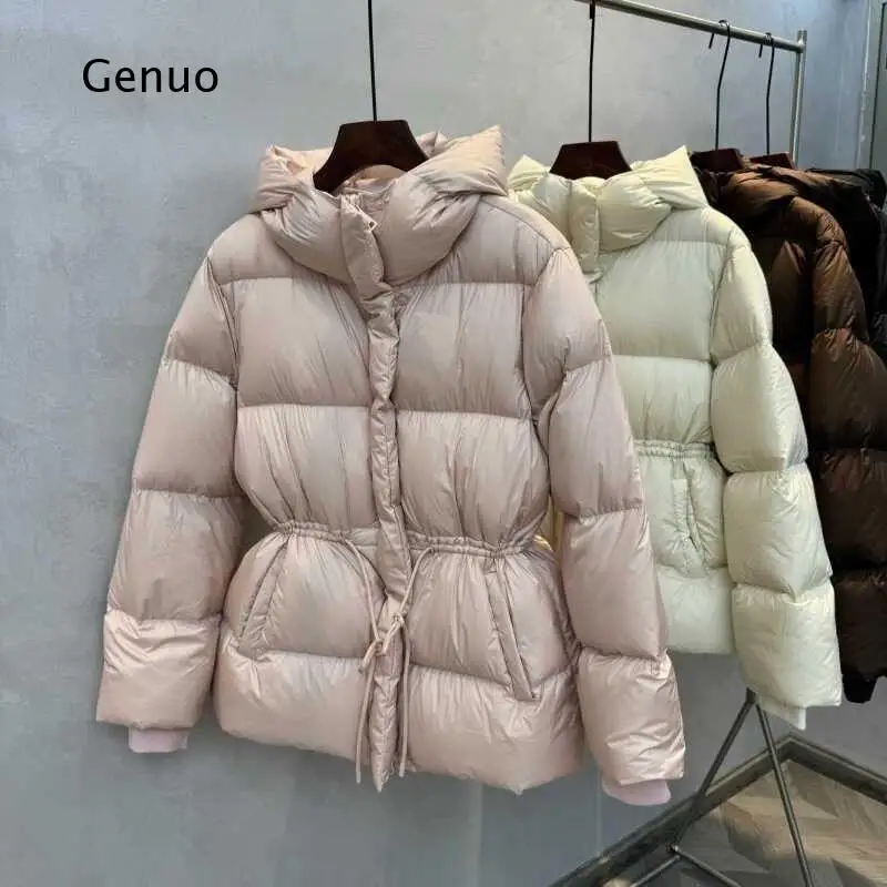 2026 Women Belted Waist Padded Coat Slim Fit Thickened Winter Warm Cotton Jacket Outerwear