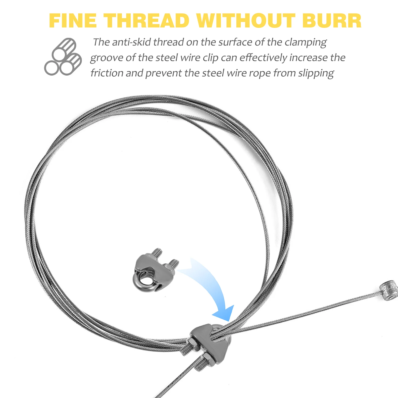 10 Pcs Wire Rope Chuck U-type Cable Loop Clamps Stainless Steel Clips Bolts Sturdy Rigging Hardwares Hot Dog