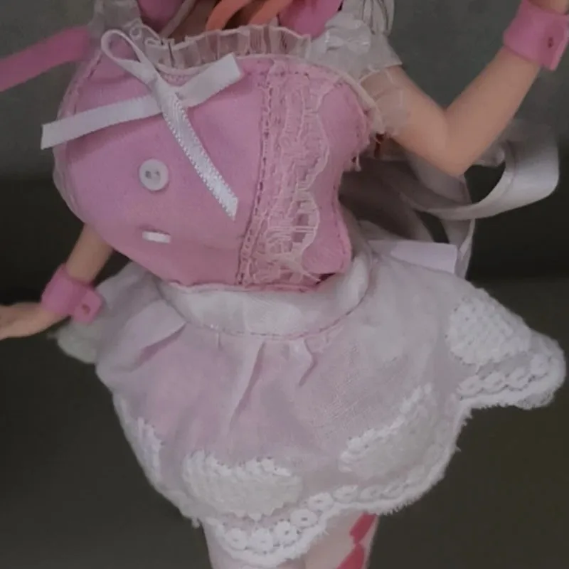 Handmade 68-120cm Entity Silicone Doll Clothes Sweet Lolita Maid Uniform Lace Ruffle Apron Bow Sling Mini Dress Doll Accessories