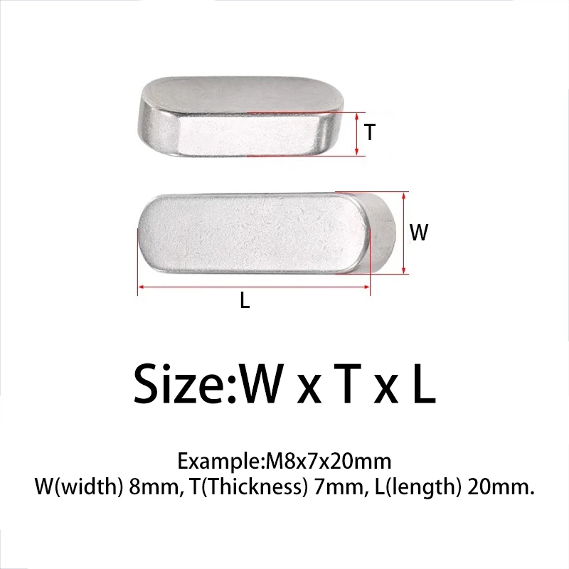 Round Flat Key M3 M4 M5 M6 M8 M10 M12 M14 M16 GB1096 Parallel Keys Pins A Type Square Dowel Drive Shaft Pin 304 Stainless Steel