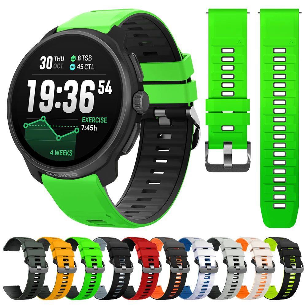 22mm Two-Tone Silicone Strap For Suunto RACE 2 S/Run/Ocean/Vertical Replacement Band For Suunto 5 9 Peak Pro Wristband Bracelet