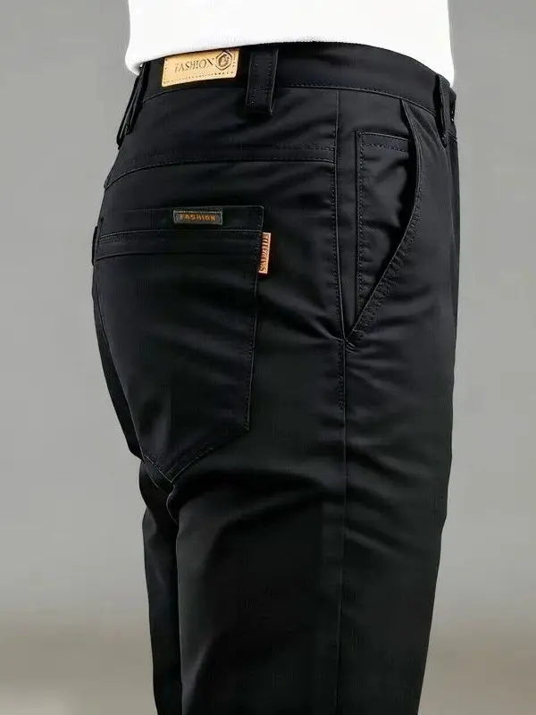 New 2026 Men's Anti-Wrinkle Casual Pants Elastic Business Long Trousers Slim Fit Straight Leg Pants Fashionable All-Match