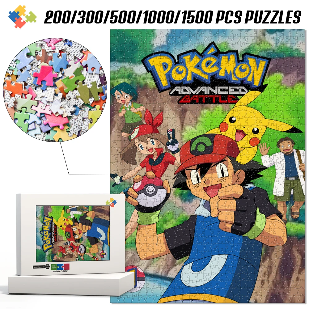 

Pokemon Ash Ketchum Jigsaw Puzzle Thick Durable Pieces Anti-Fade Entertainment Game Diy Toy Art Picture for Home Room Decoration