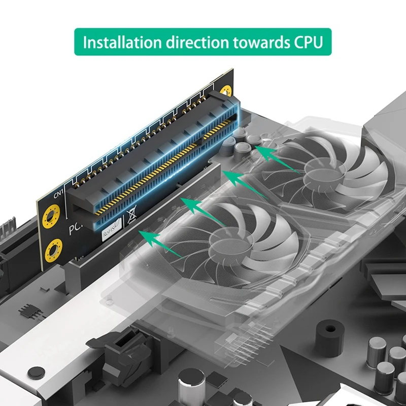 A35Q-PCI-E 8X 3.0 90 Degree Reverse Male To Female Riser Card For 2U Server (Installation Direction Towards CPU)