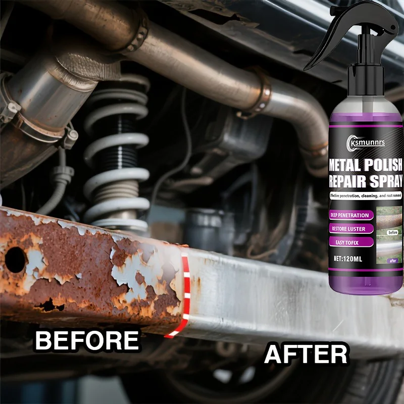 Powerful Iron Powder Removal Spray, Automotive Wheel and Household Metal Polish, Quickly Dissolves Rust, Instant Results with On