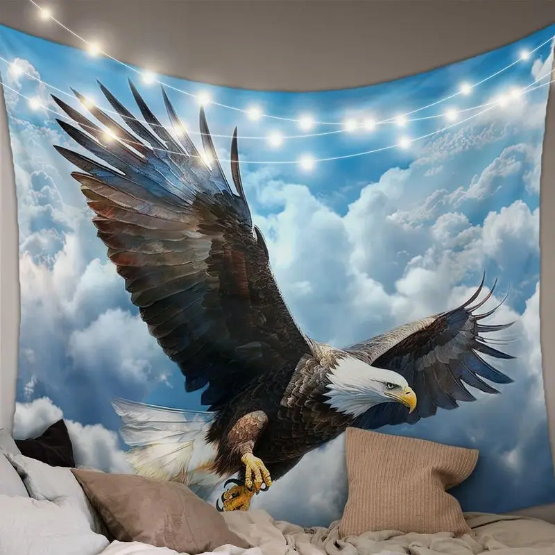 VIKAMA Blue Ice Phoenix Wall Tapestry Castle Fantasy Mythical Home Decor Unique Gift Soft Durable Cozy Aesthetic Washable Indoor