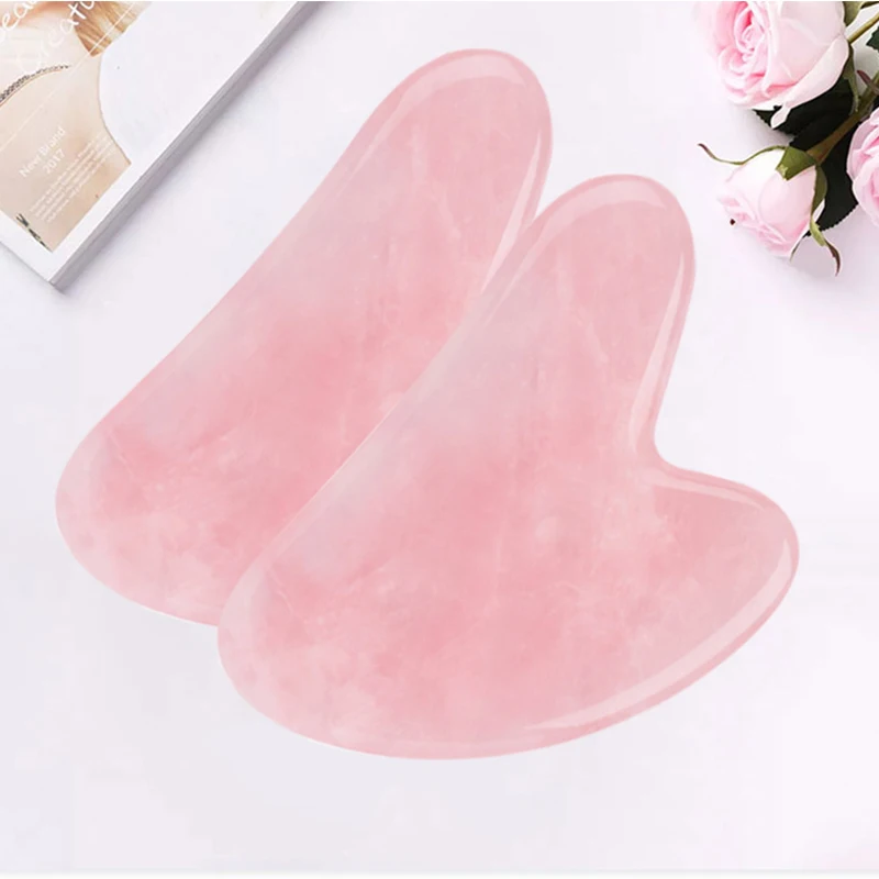 9PCs Rose Quartz Gouache Scraper Gua Sha Massage Tool Gua Sha Natural Stone Natural Jade Gouache Scraper Beauty Massage Tools