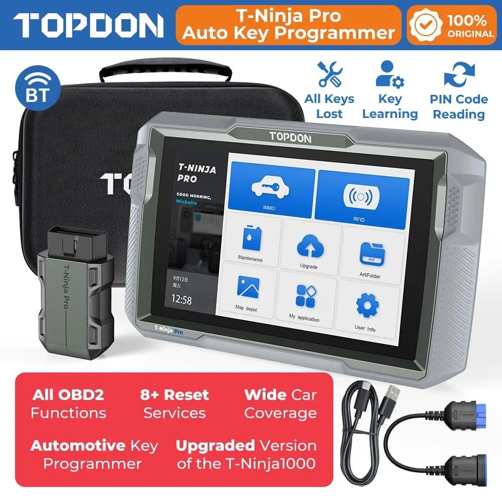 TOPDON T-Ninja Pro IMMO programowanie klawiszy autodiagnostyczny pełny System OBD2 skaner brelok narzędzie programistyczne Immobilizer