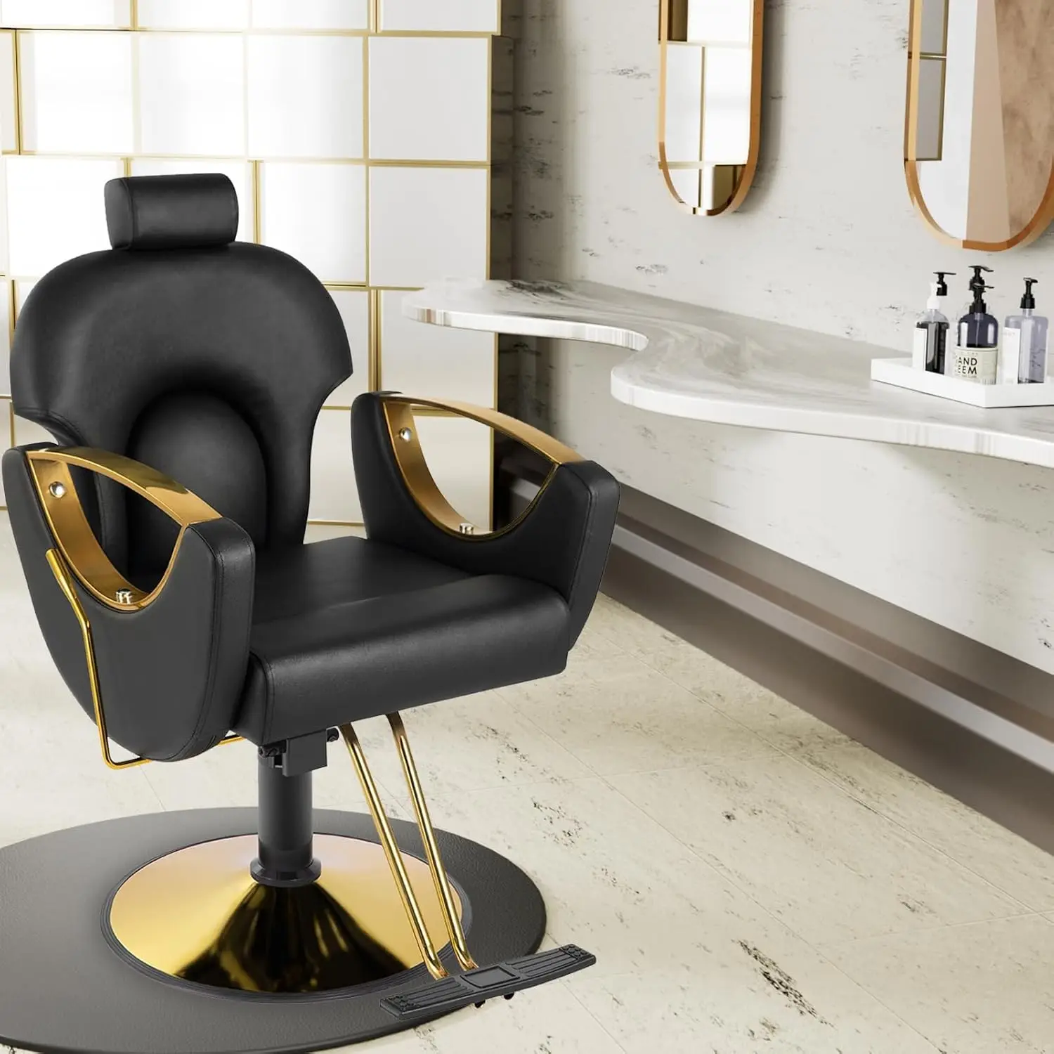 

Barber Salon Chair for Hair Stylist, Styling Hair Salon Chair with Professional Hydraulic PUM,Multi-Function Shampoo Chair Salon