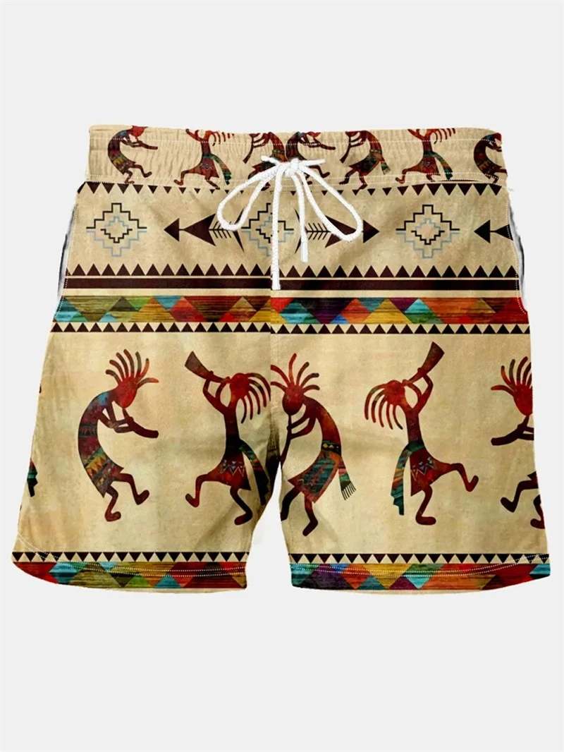 

Vintage Ethnic Men's Shorts Swimming Pants Summer New In Fashion Print Holiday Beach Holiday Hawaiian Quick Drying Men Trunks