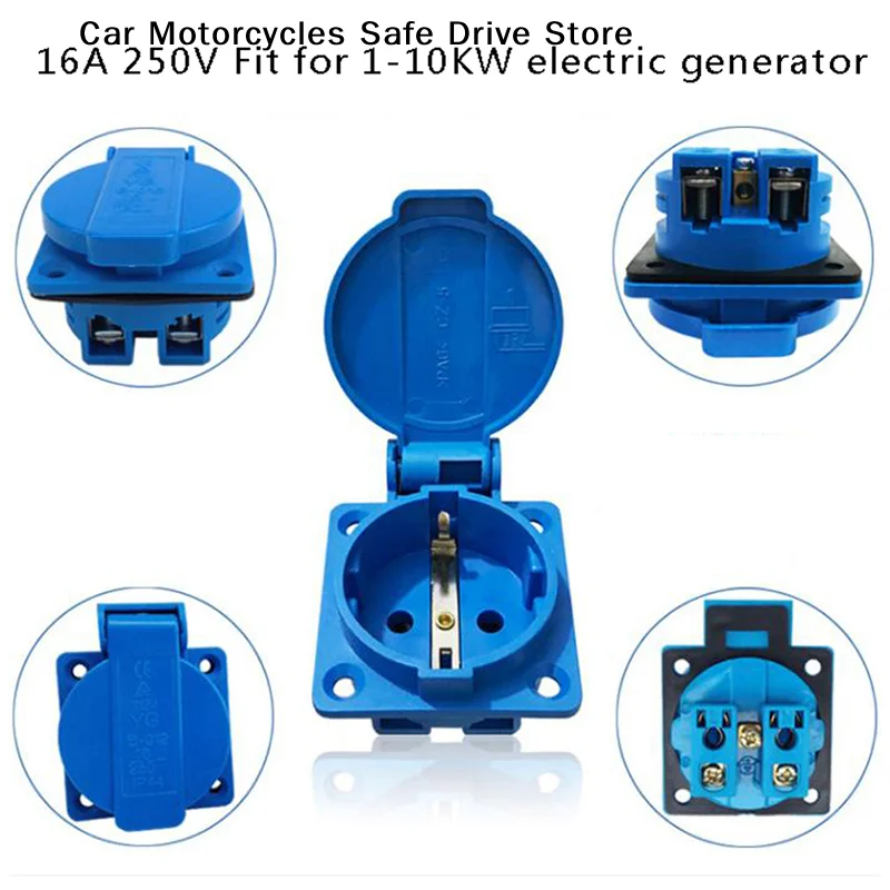 1pcs Industrial Waterproof EU Socket Industry Safety Outlet 16A 220V Cover Dustproof Power Connector Copper Contact Body EU Plug
