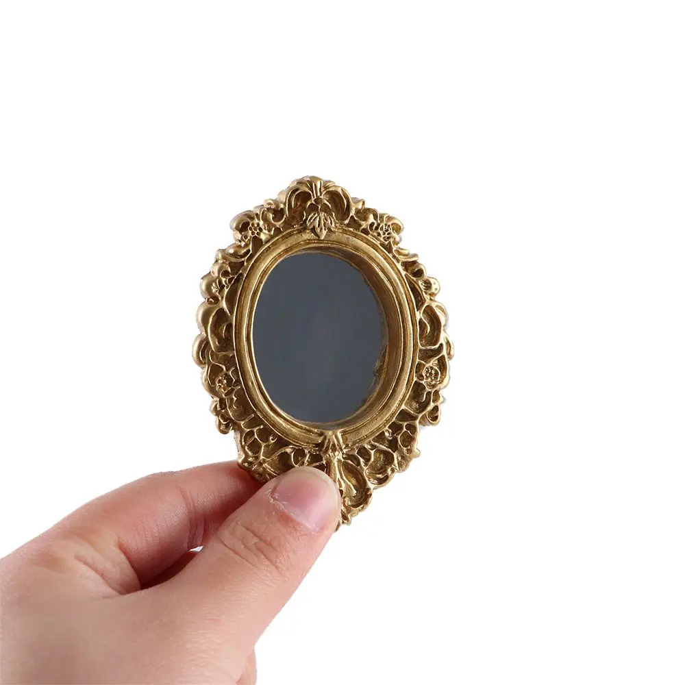 European Frame Baroque Tiny Elegant Mini Miniature Dollhouse Mirror Ornament Furniture
