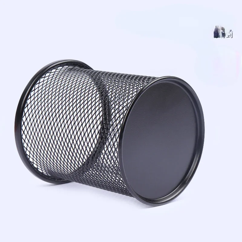 Pencil Holder Office Desk Metal Mesh Square Pen Pot Case Stationery Container Organiser Durable Pencil Case Black