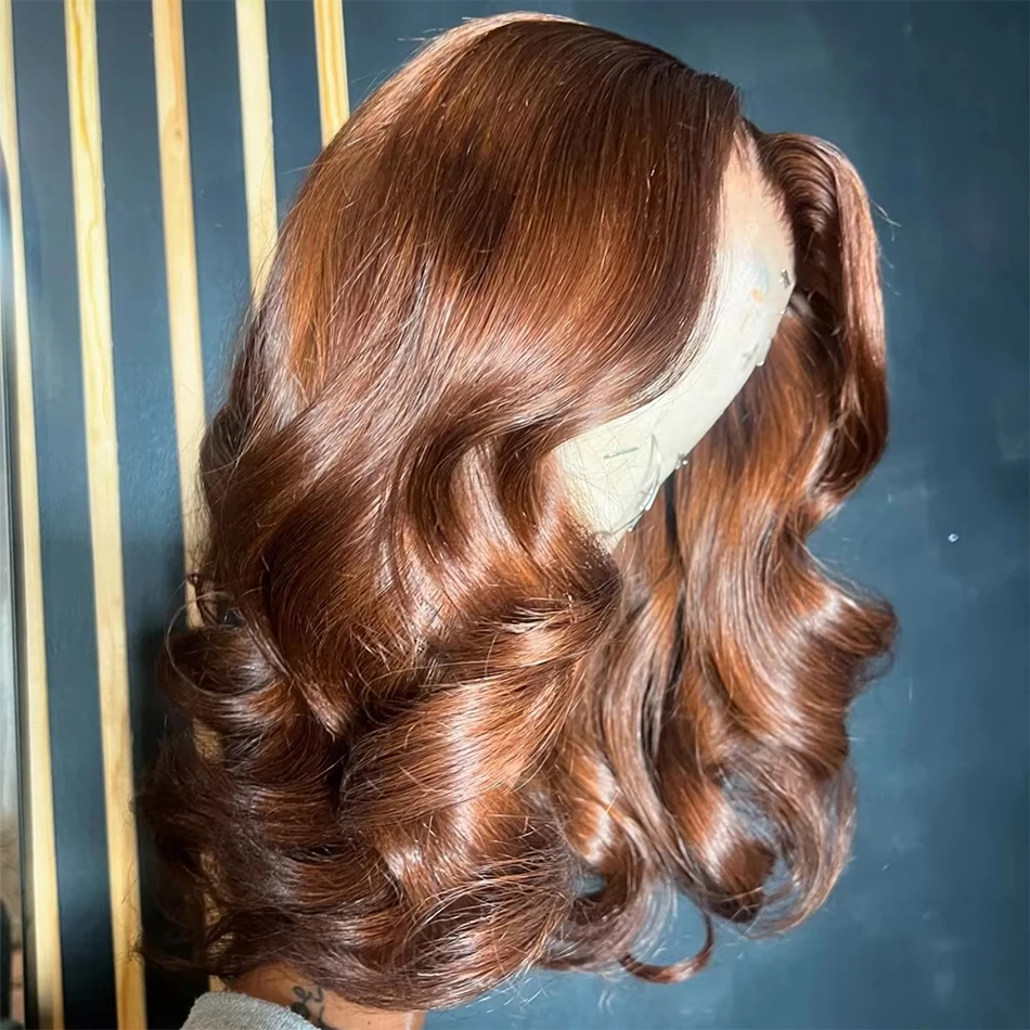 

Chocolate Brown 13x6 HD Lace Frontal Wigs 200 Density Body Wave 13x4 Lace Front Human Hair Wigs Preplucked Colored Wig For Women