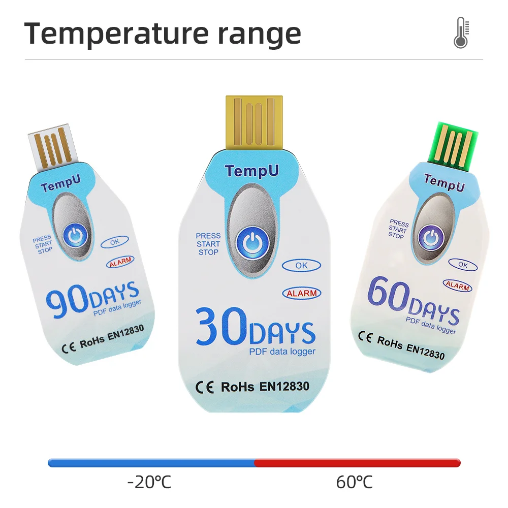 Temperature Humidity Data Logger with 10000 Points Recording Large Capacity Reusable RH TEMP Detector for Cold Chain Transport