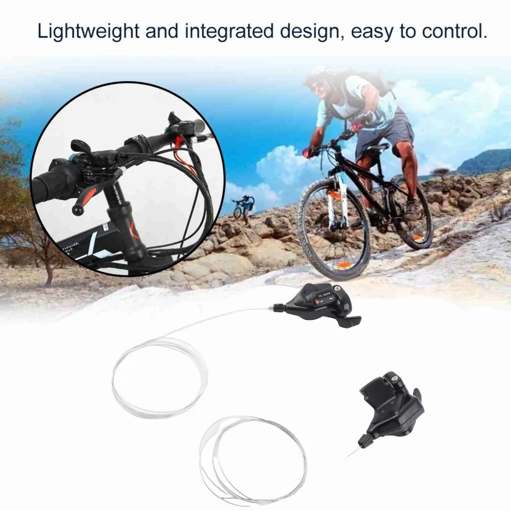 

1 пара переключателей скоростей для велосипеда 3X7/8/9, алюминиевый сплав, с внутренними тросами, черные рычаги переключения передач