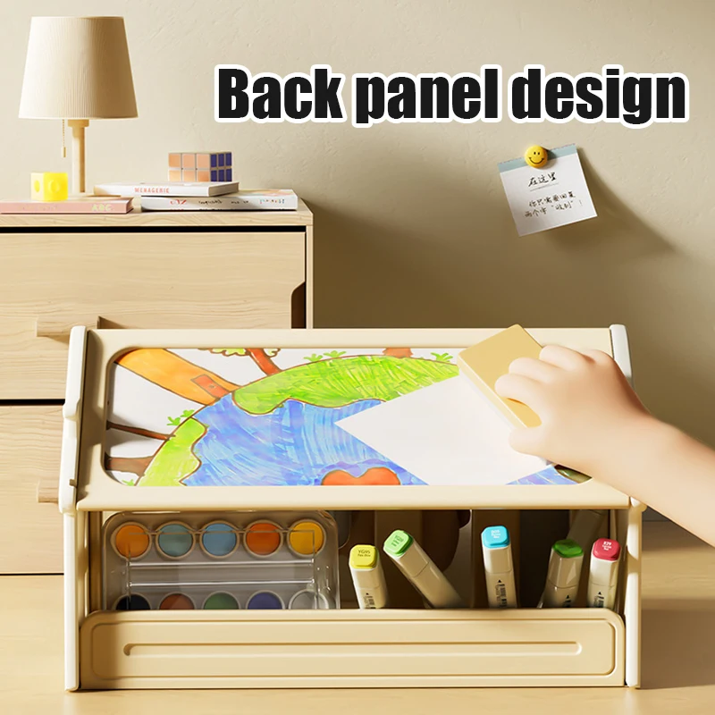 Multifunctional Children\'s Bookshelf Desktop Organizer Rack With Drawing Board Home Office Toy Storage Holder Baby Bookcase