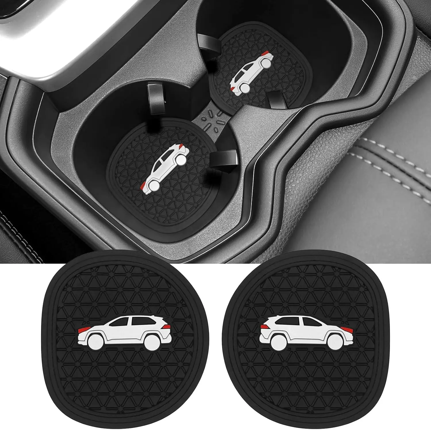 

Car Cup Coaster Compatible with 2019-2025 Toyota RAV4 Silicone Non-Slip Cup Holder Coasters for Toyota Interior Accessories