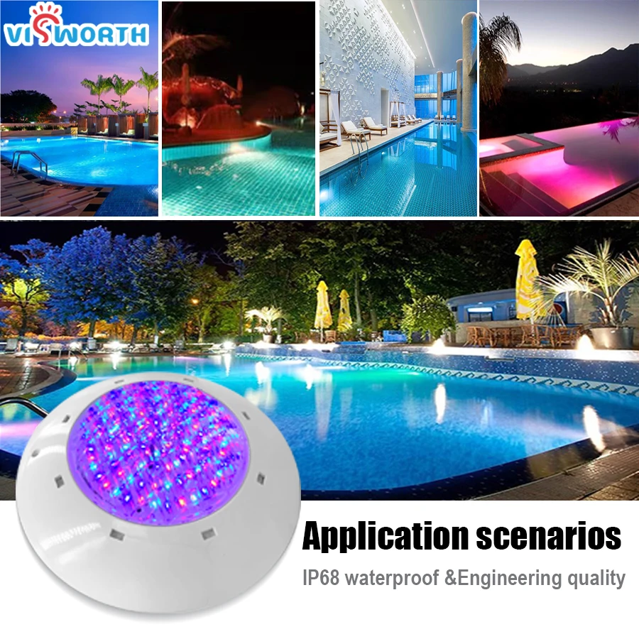 24W 36W oświetlenie do basenu AC/DC 12V RGB + pilot oświetlenie zewnętrzne IP68 wodoodporne światło podwodne Par56 Led Piscina